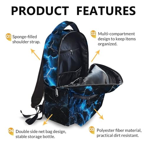 Kids Backpacks, Boys Bookbag, 17 Inch Colorful Blue Gamer Backpack for Teen Boys, Cool Leisure Schoolbag Gift for Travel, Work School Vacation3