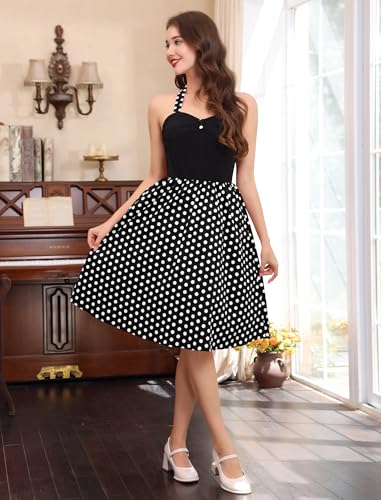 Image of 1950s Dresses for Women Vintage 50s Polka Dot Pinup Retro 40s 60s Rockabilly Audrey Hepburn Tea Party Cocktail Swing Dress