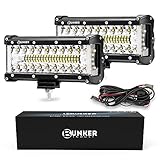 BUNKER INDUST Side Shooter LED Light Pods Wiring Harness Kit, 2Pcs 7 Inch Spot Flood Combo Beam CREE...