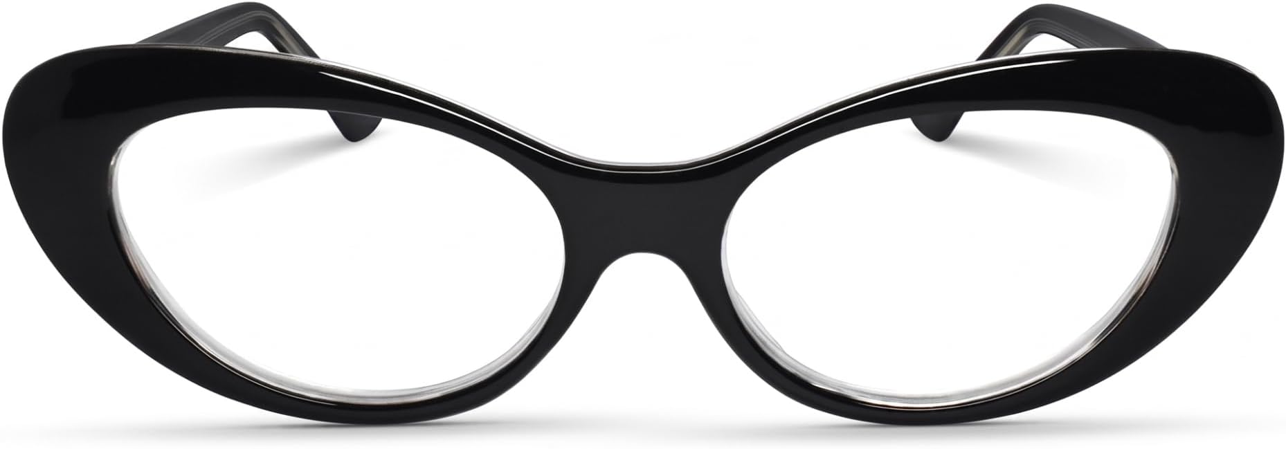 2SeeLife Oversized Cat Eye Reading Glasses for Women โ Medium-Large Fit, Sturdy Frame, Spring Hinges, Premium Cateye Readers, Black, +1.00