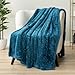PAVILIA Plush Sherpa Throw Blanket for Couch Sofa | Fluffy Microfiber Fleece Throw | Soft, Fuzzy, Cozy, Lightweight | Solid Blue Turquoise Blanket | 50 x 60 Inches