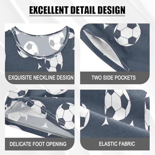 senya Short Sleeve Pajamas Sets Summer Cotton Sleepwear White Black Football4