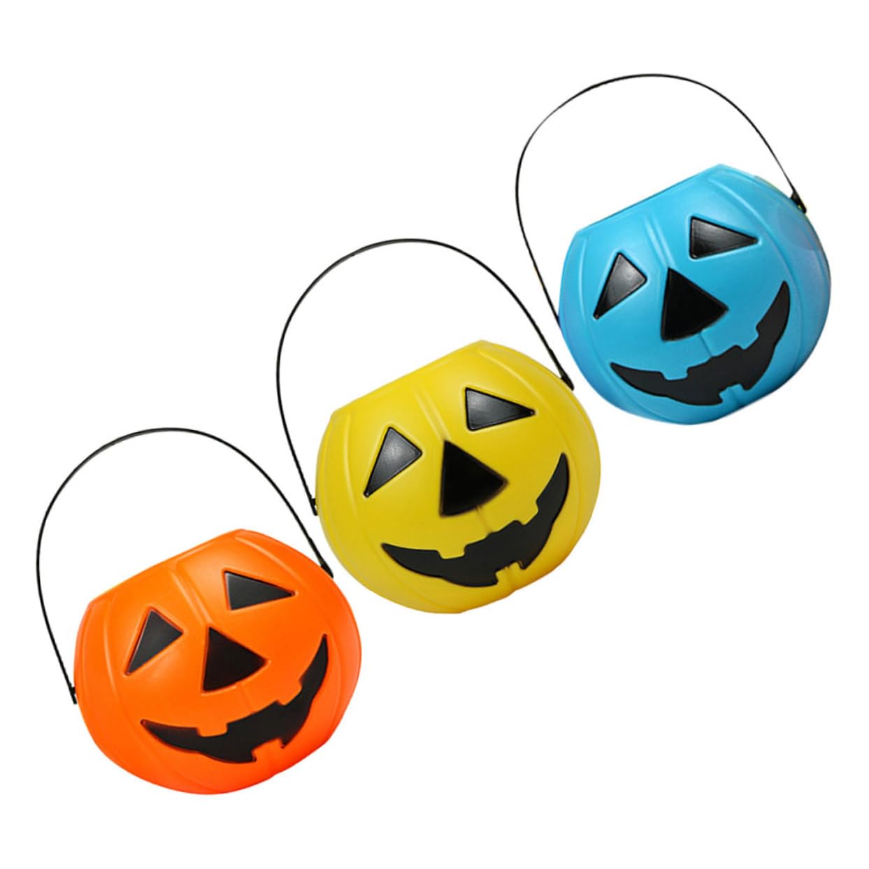 ARTIBETTER 3Pcs Halloween Pumpkin Buckets Durable Trick Treat Candy Holders Portable Snack Buckets for Halloween Parties Safe Lightweight Fun for Family Friends