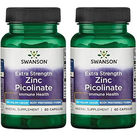 Swanson Extra Strength Zinc Picolinate - Body Preferred Form 50 mg 60 Caps 2 Pack Cover