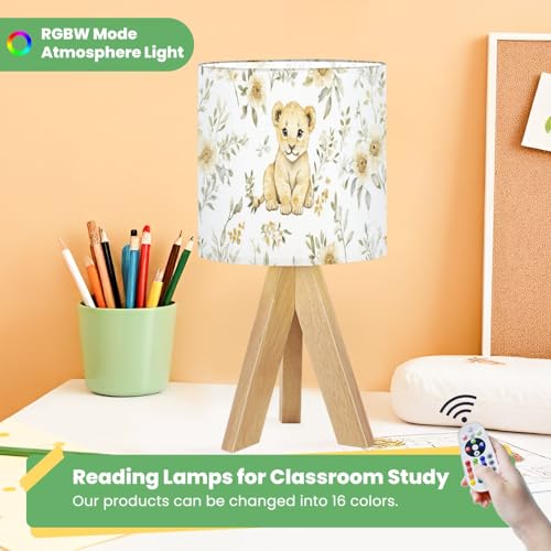 Lámpara de mesa infantil con base de trípode y pantalla de lino miniatura 5