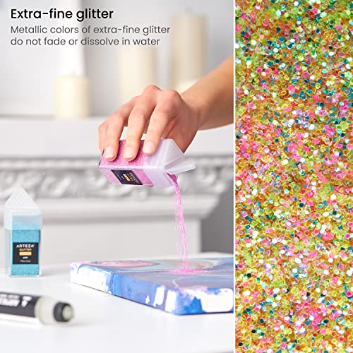 Arteza Fine Glitter, Set Of 12, Bright & Neon Glitter For Resin In 1.5-Oz Bottles, Arts And Crafts Supplies For Art Class, After-School Programs, And Holiday Craft Projects #TOP5
