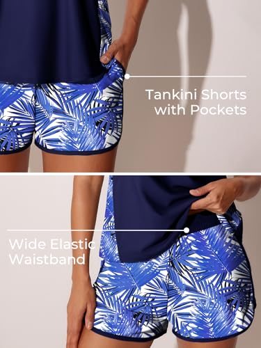 Image of Summer Mae Blouson Tankini Swimsuits for Women 2026 Tummy Control Two Piece Bathing Suits with Sporty Pockets Swim Shorts