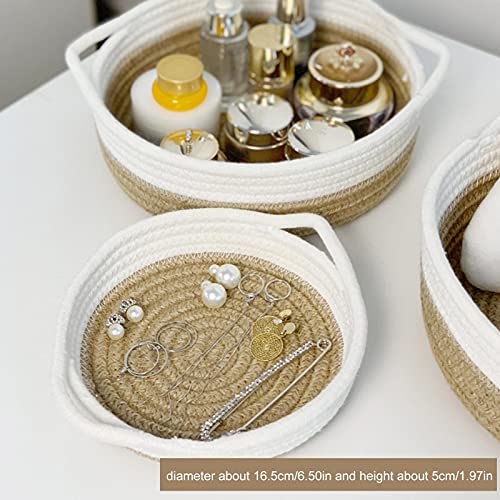 Cesta De Corda De Algodão - 5 Peças, Cestas De Corda De Algodão 100 Natural Com Alças, Usadas Para C