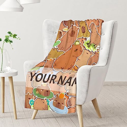 Personalized Blanket Gifts with Name - 30"x40" Cute Throw for Kids, Girls - Brown Soft Fuzzy Blankets for Couch & Office