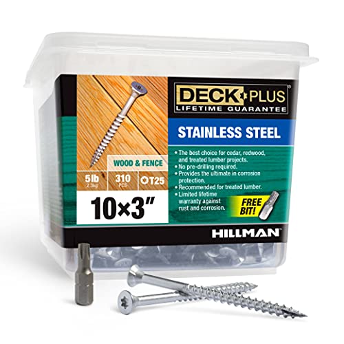 Image of Deck Plus 3 Inch Epoxy Coated Exterior Wood and Fence Screws #10 x 3 Torx /Star Drive Included Coarse Thread, Outdoor Rust Resistant Decking Screw, Silver, 5lb Box, 310 Pieces | 48467