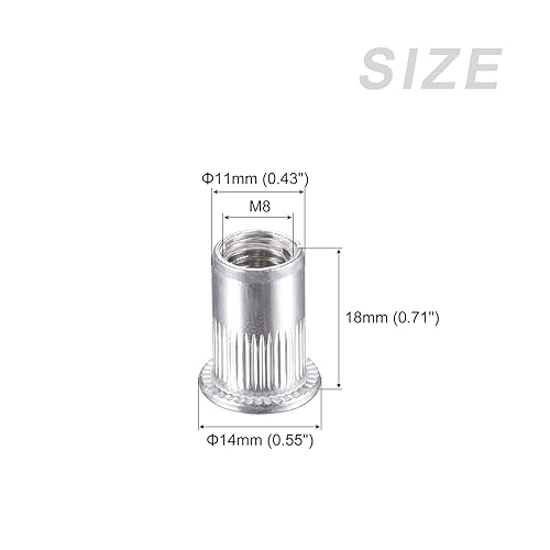 Vista 76 de METALLIXITY 100 tuercas de remache (M3), tuercas roscadas de aleación de aluminio, para sujetadores mecánicos de muebles, tono plateado