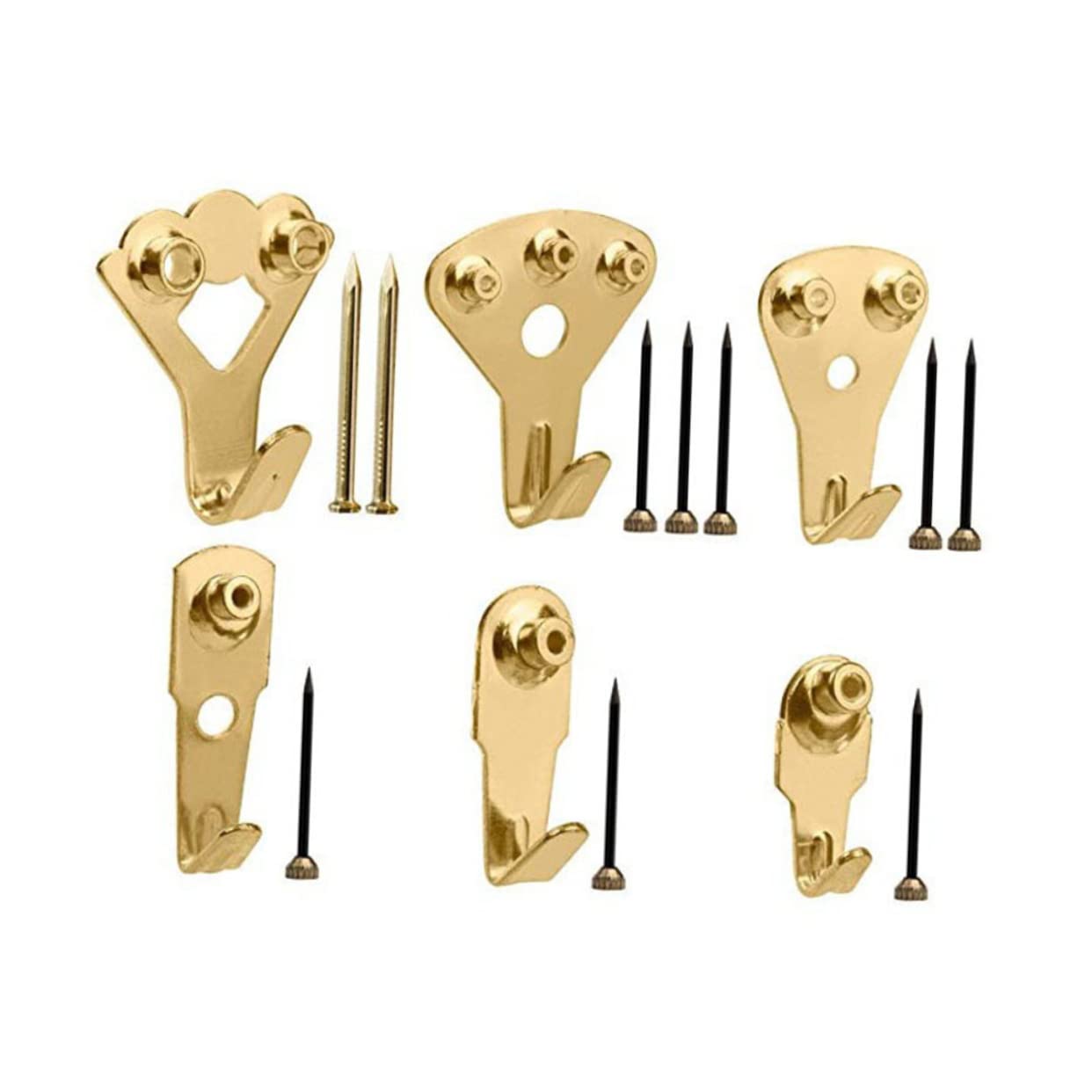 Amosfun 60pièces Supports Muraux Pour Cadres Photo Avec Vis Acier Doré Lot Pour Décoration Et Scrapbooking Faciles à Installer Et Respectueux Des Murs