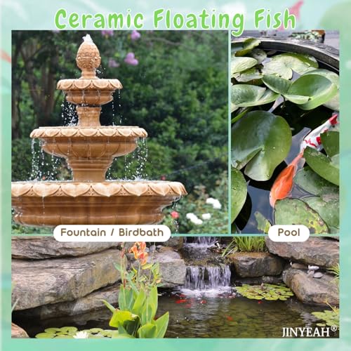 Image of Ceramic Koi Fish Pond Decor 4″ Fake Fish Floating Aquarium Decor Floating Koi Pond Swimming for Birdbath Pond Fountain Fake Aquarium Tea Pet