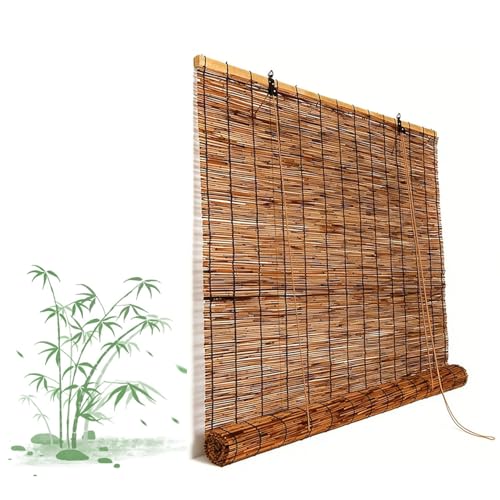 Persianas Enrollables de Bambú Inalámbricas para Exteriores (90, 100, 120, 145, 160, 55, 60 cm), Impermeables, para Porches, Patios, Ventanas Interiores y Privacidad Exterior(W160cm x H280cm)