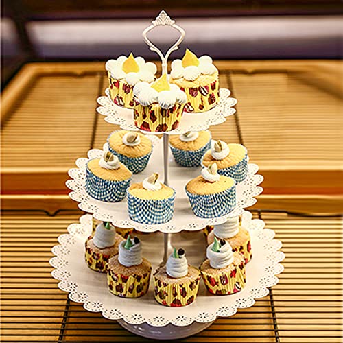 Set Of 4Pcs Iron Cupcake Stand And Dessert Serving Tray Table Decoration Display Tower Plate For Baby Shower ,Wedding, Birthday Party, Chrismas Celebration (White) #TOP6