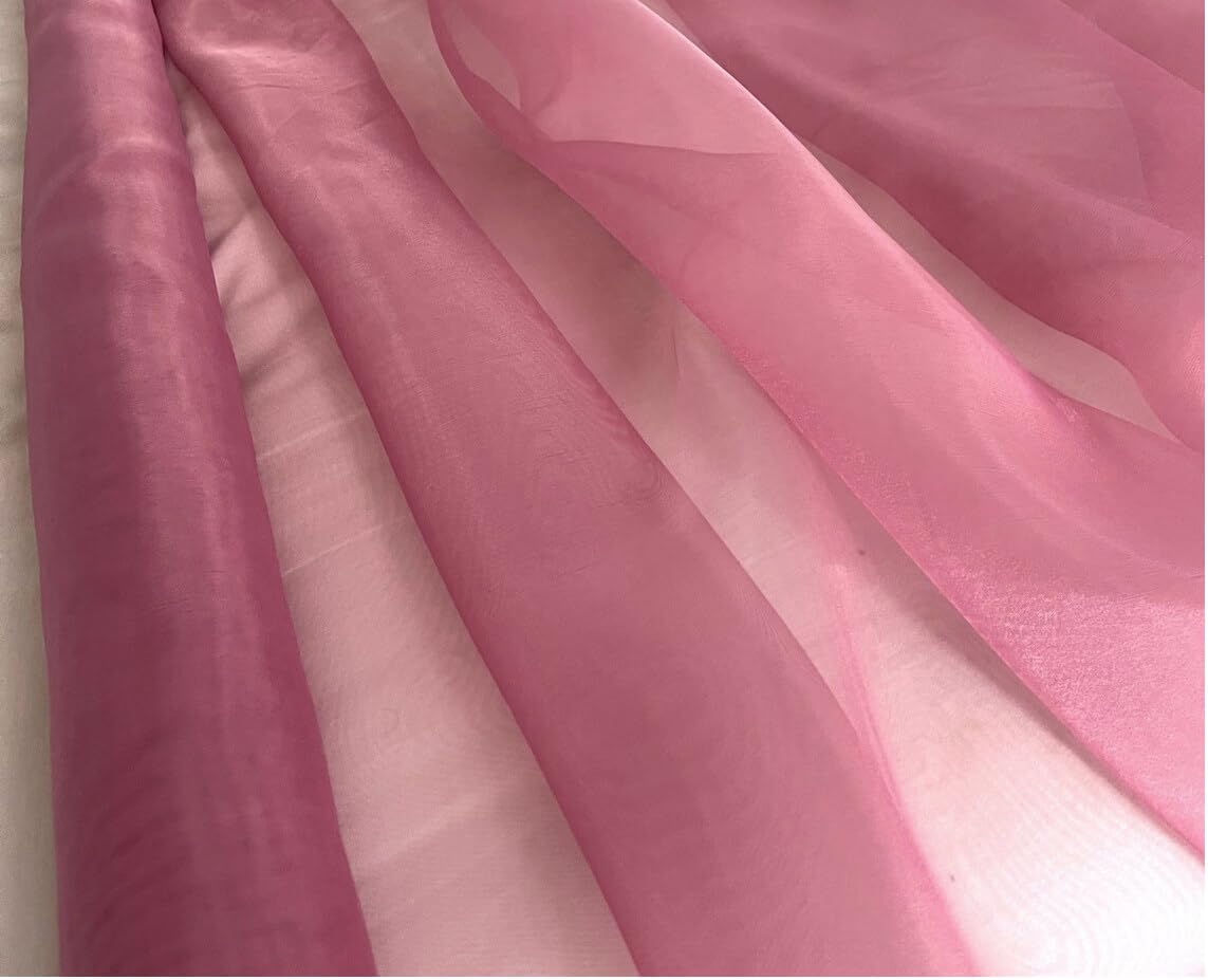 MDS Pack of 35 Yard Sheer Organza Fabric for Wedding Party Home Event Banquet Decorations, Backdrop Curtain Craft Dress Sewing Fashion DIY Crystal Organza Tulle Fabric Bolt 44 Wide - Dusty Pink