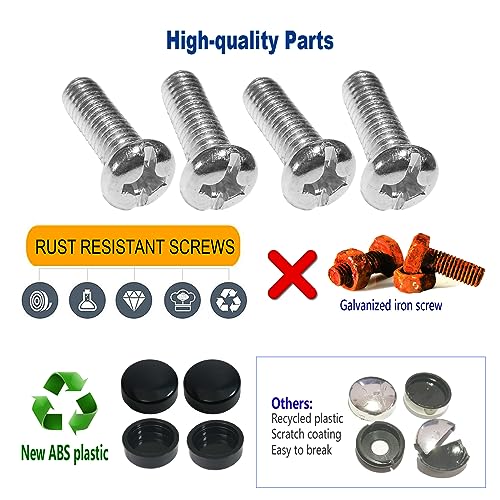 Silicone American Flag License Plate Frames- Rustproof Patriotic Gloss Usa Stars And Stripes Flag Black Car Tag Holder Cover, 2 Pack For Front And Rear, With Mount Screws Caps, Automotive Accessories #TOP7