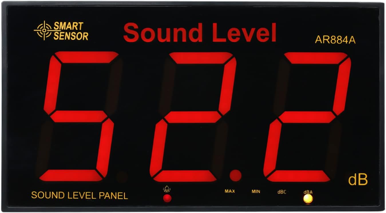 HUIOP AR884A Sound Level Meter with Large LCD Screen Wall Mounted Digital Sound Level Meter Digital Noisemeter Decibel Monitoring Tester Noise Volume Measuring Instrument 30-130dB Measuring