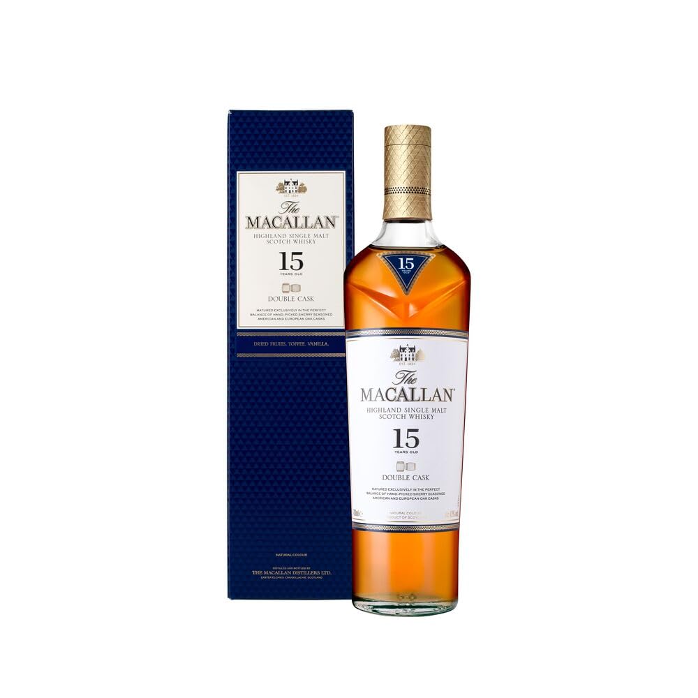 Macallan 15 Jahre, Double Cask, Single Malt Scotch Whisky, Mit Geschenkverpackung, Noten Von Trockenfrüchten, Toffee Und Vanille, 40% Vol, 700Ml Einzelflasche product image