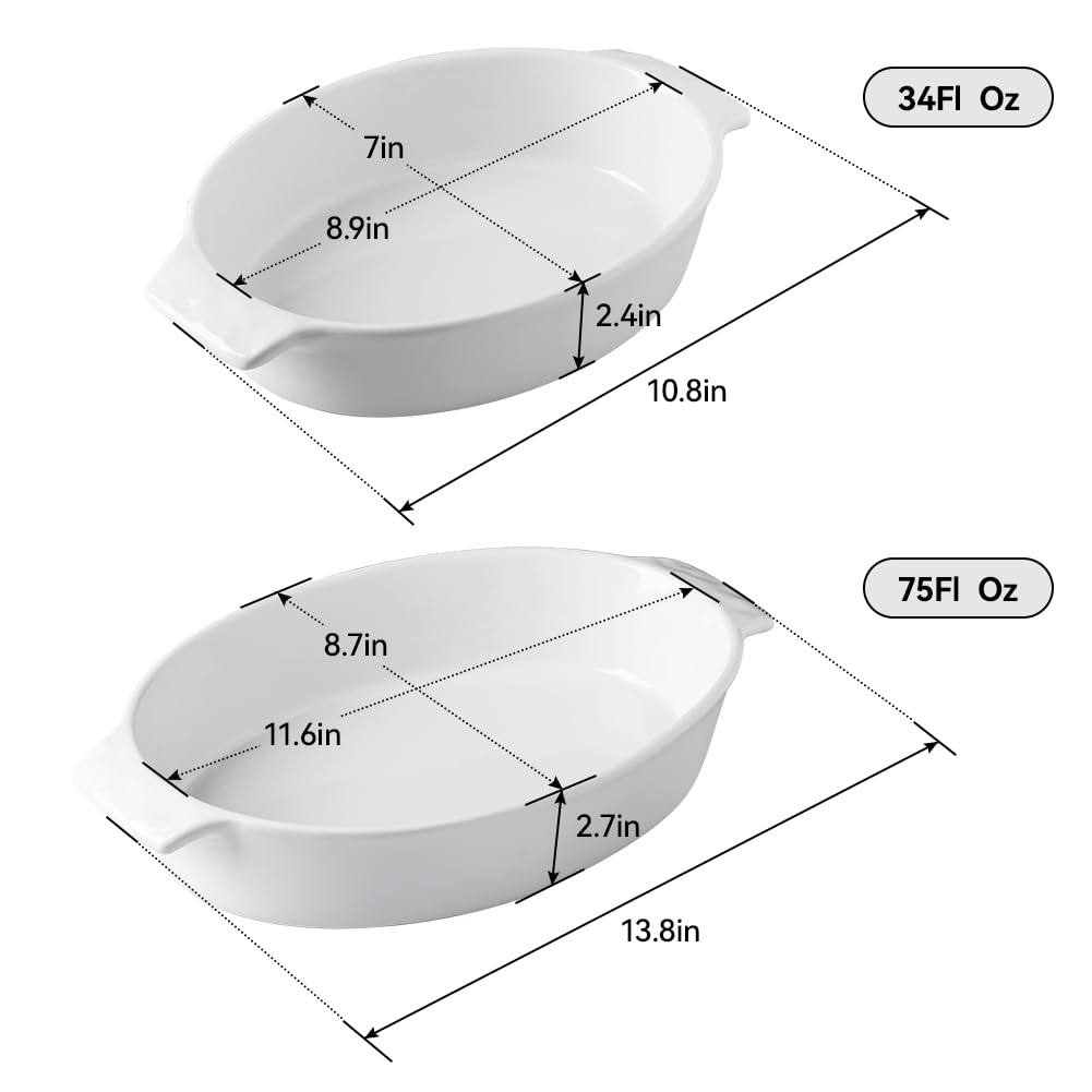 Sweejar Ceramic Oval Baking Dish Set - 2-Piece Non-Stick Roasting Pans With Handles, 11.8x8.1 Inch - View #11