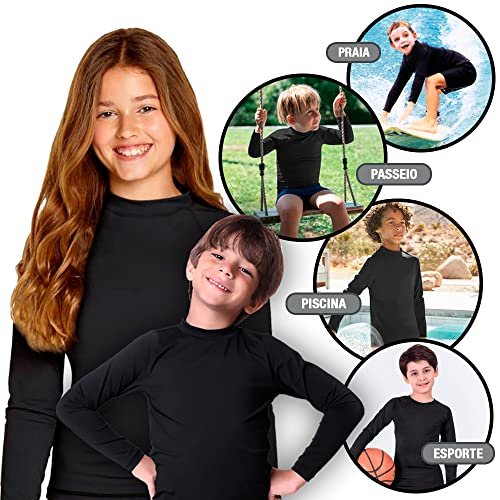 Camiseta Manga Longa Infantil Proteção Solar UV 50+ Praia Aloe Vera Slim bebe Criança (PP (1-3 anos)