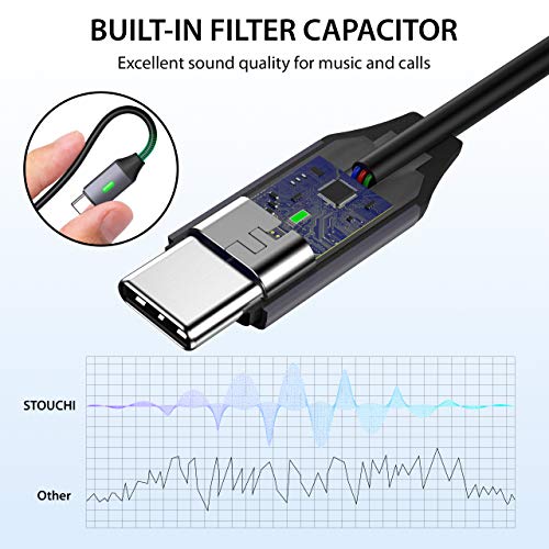 Image of USB C to 3.5mm Dongle Adapter, Stouchi 24bit /96KHZ USB C Headphone Audio Jack Adapter Type C to 3.5mm Adapter Hi-Fi DAC Chip for Note10, Note10+, Pixel 4 /3XL /2XL, iPad Pro 2018, One Plus 7 -Gray
