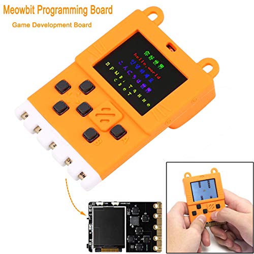 MakerHawk Meowbit Programming Board Tablero de Desarrollo de Juegos con Consola codificable de Pantalla de 160 * 128 para Microsoft Makecode Arcade, macOS y Windows 7, con Funda de Silicona Naranja