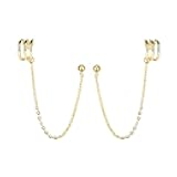 925 Sterling Silver Cuff Earrings Chain for Women Crawler Earrings Studs