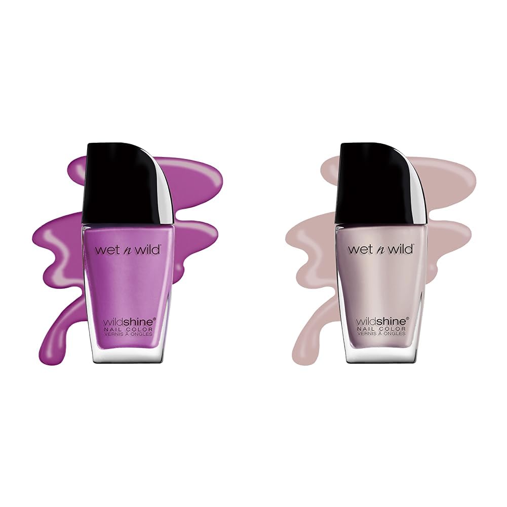 wet n wild Wild Shine Nail Polish Light Purple Who is Ultra Violet Off White Yo Soy