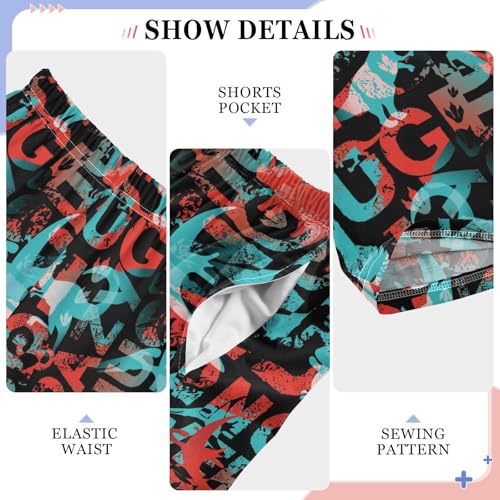 ZZXXB Dino Graffiti Boys Long Pants Soft Trousers Elastic Waist Kids Lounge Bottoms with Pockets S-XL4