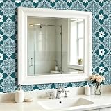 Piastrelle Adesive Cucina 10X10CM Blu Profondo Mattonelle Adesive Cucina,Decorazione Murale in Pvc Impermeabile,Per Armadietto, Mobili,Può Essere Riutilizzato