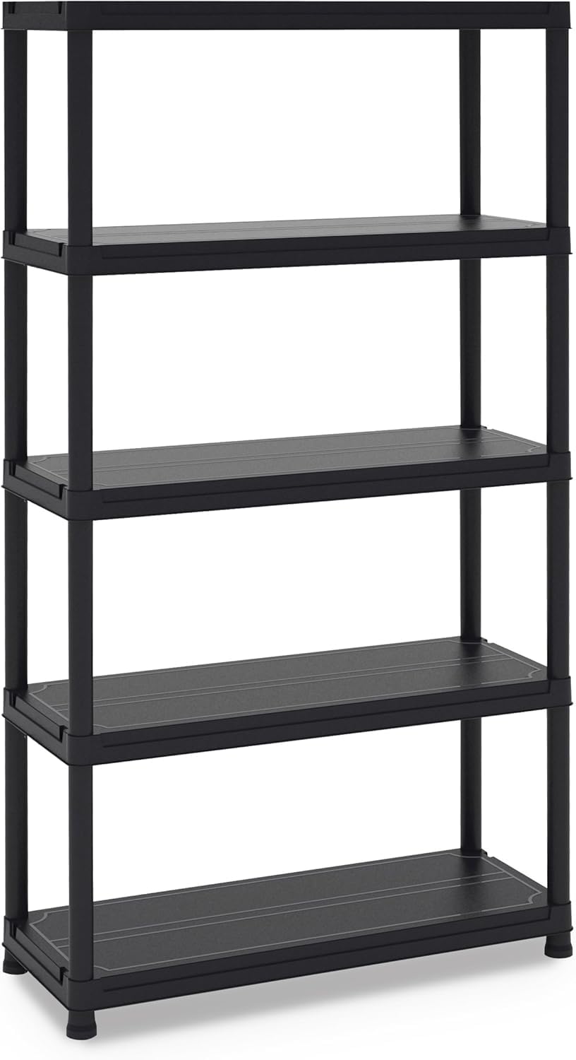 Generico Scaffale a 5 ripiani in plastica universal 104-5 nero, colore nero, dimensioni 80x40x180h cm.