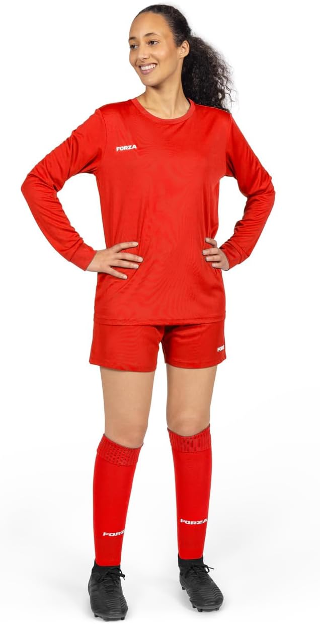 FORZA Women's Classic Long Sleeve Soccer Kit – Quick-Dry, Sweat-Wicking Fabric - Soccer Jersey, Shorts & Socks Included