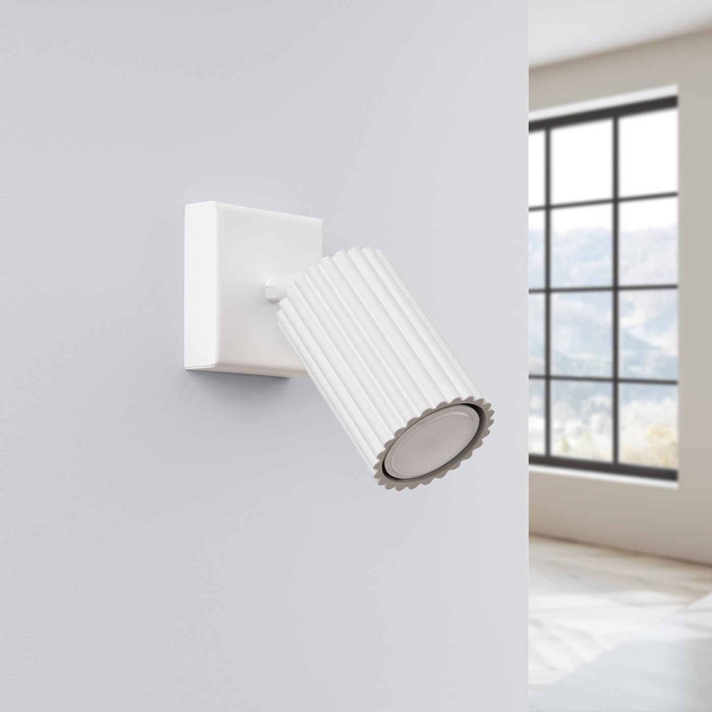 SOLLUX lighting Lampada Da Parete Applique Da Parete In Alluminio 1 Paralume 8 x 16 x 16 cm Karbon Bianco