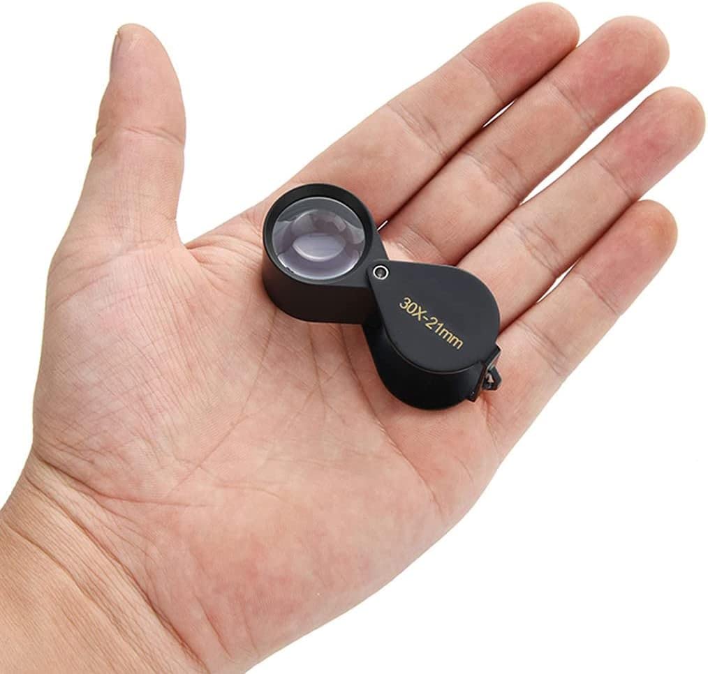 Lupa 21 mm Mini lupa składana kieszonkowa lupa z lupą z czarną obrotową skórzaną osłoną ochronną do biżuterii, czytania, hobby, nauki, książek 10X 15x okulary (rozmiar: 15 Safehappy