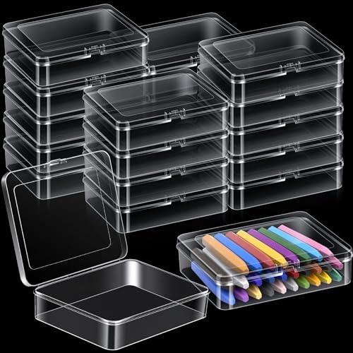 Image of 12 Pcs Large Plastic Crayon Box, 4.9 x 4 x 1.3 Inches Clear Storage Containers Box with Lid for Collecting Small Items, Beads, Game Pieces, Business Cards, Crafts Accessories (12)