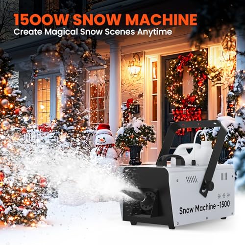 Image of UPGREY 1500W Snow Machine for Outdoors and Indoors, Fake Snow Maker for Party with Remote Controller and Handle