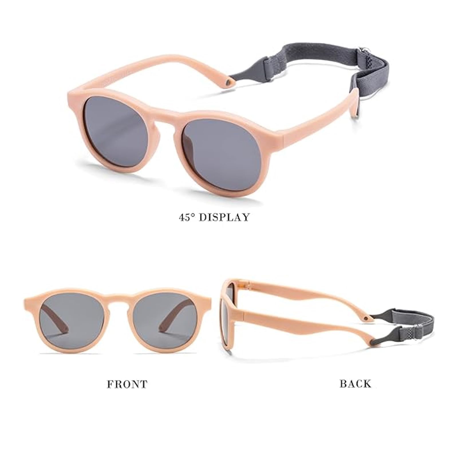 Baby Sonnenbrille Mädchen Sandrosa C22 - UV400 100% Schutz, Weicher Silikonrahmen & Klickverschluss-Band (6-36 Monate) - Leicht, Sturzsicher & Biegsam - Ideal für Kleinkinder & Babys