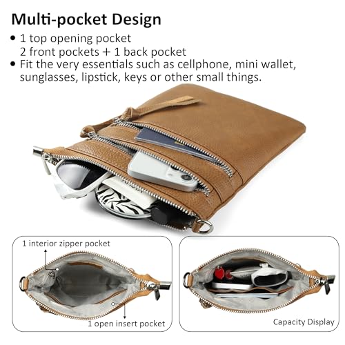 Image of befen Small Genuine Leather Crossbody Purses for Women Trendy Travel Shoulder Handbags with Multiple Zipper Pockets