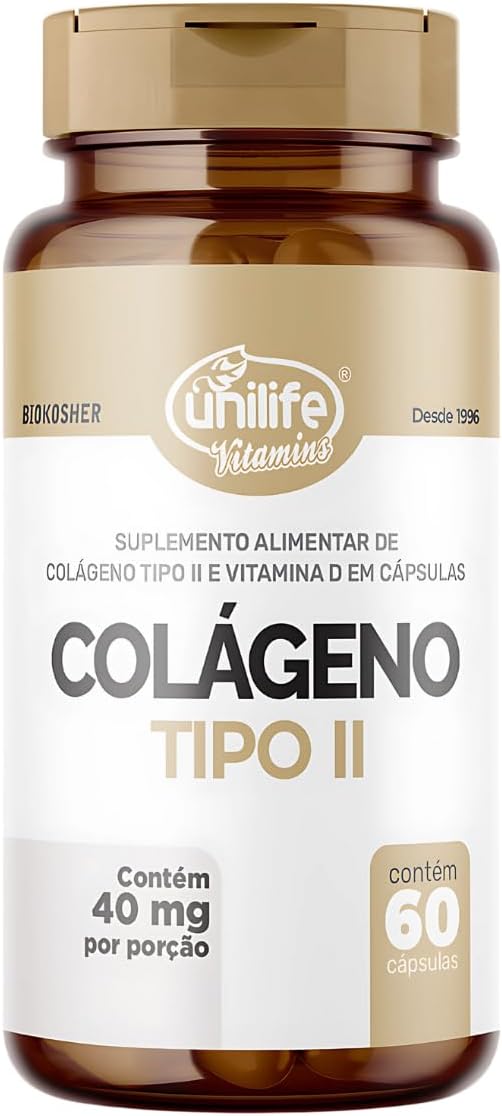 Unilife Colágeno Tipo 2 UC-II 40 mg com Vitamina D, 60 cápsulas