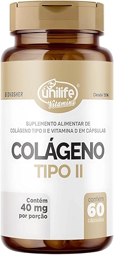 Colágeno Tipo 2 UC II 40mg 60 Cápsulas + Vitamina D - Unilife Vitamins