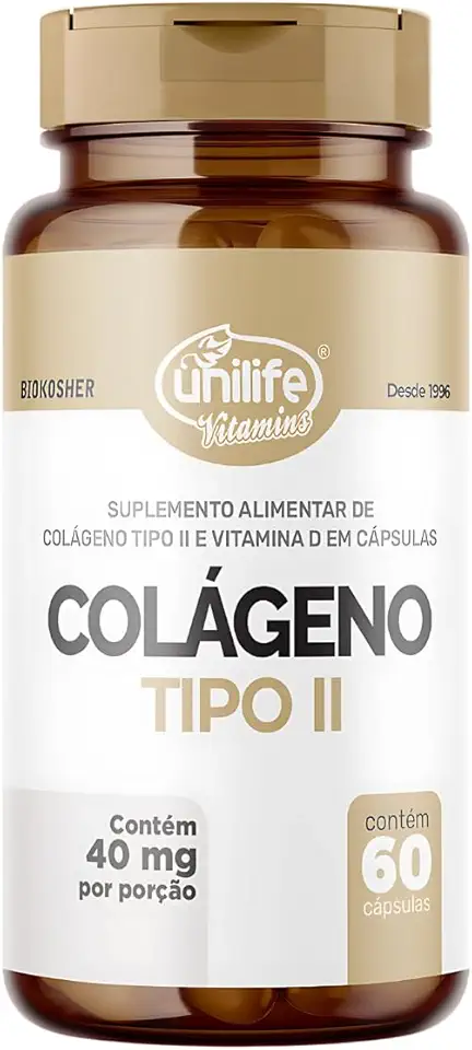 Colágeno Tipo 2 UC II 40mg 60 Cápsulas + Vitamina D - Unilife Vitamins