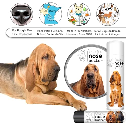 Image of The Blissful Dog Bloodhound Nose Butter for Dry, Cracked Skin, Lick-Safe Dog Nose Balm with Moisturizing Shea Butter, Almond, Olive, and Essential Oils, Pet Supplies, Uncented, 0.50 oz.