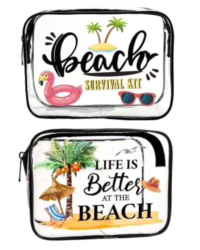 YIPFEN Neceser Transparente Impermeable PVC, 2 Piezas, Bolsa Líquidos Avión, Organizador Cosméticos y Artículos de Tocador, Playa.