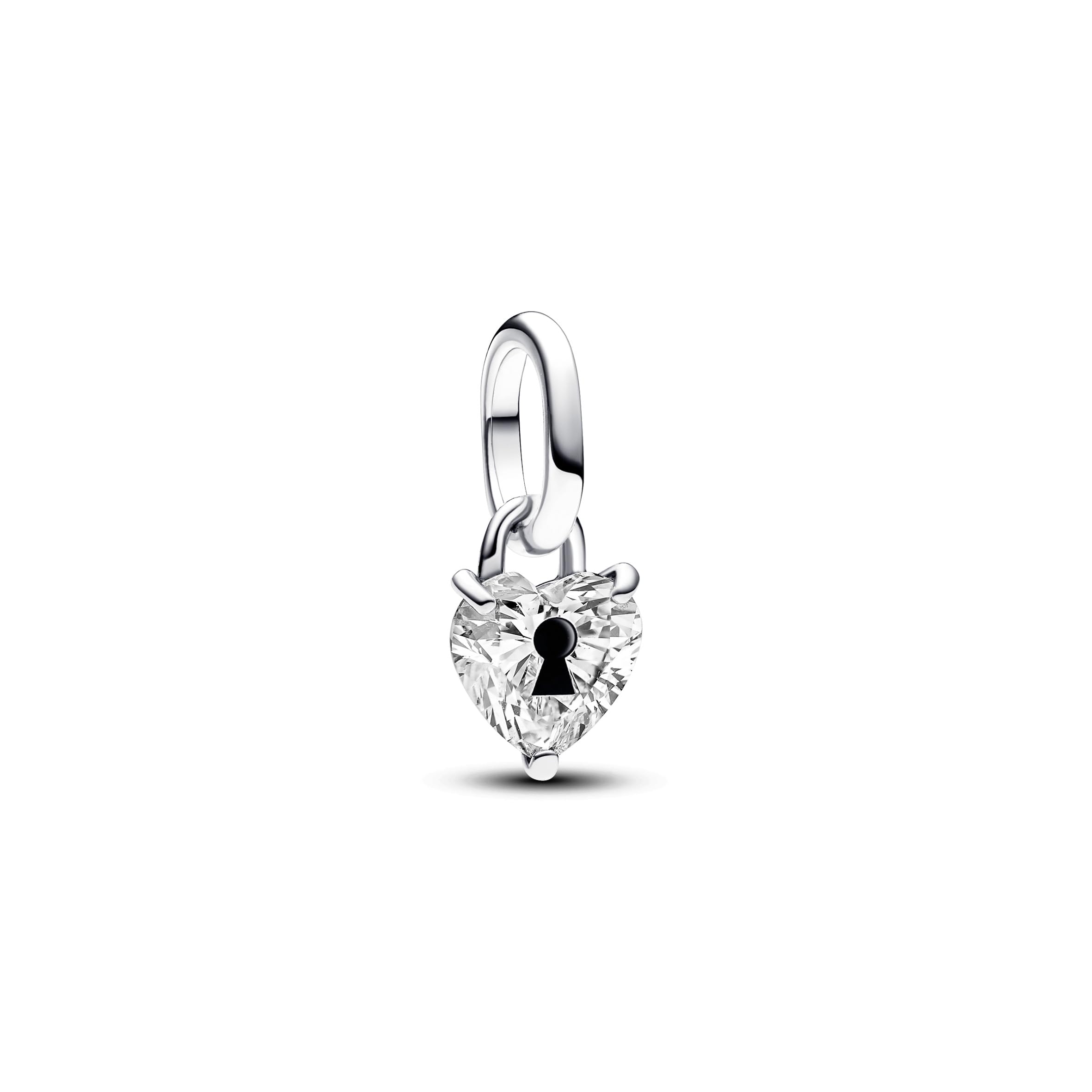 PANDORA ME Mini pendente a forma di cuore con serratura in argento Sterling con zirconia cubica trasparente e smalto nero