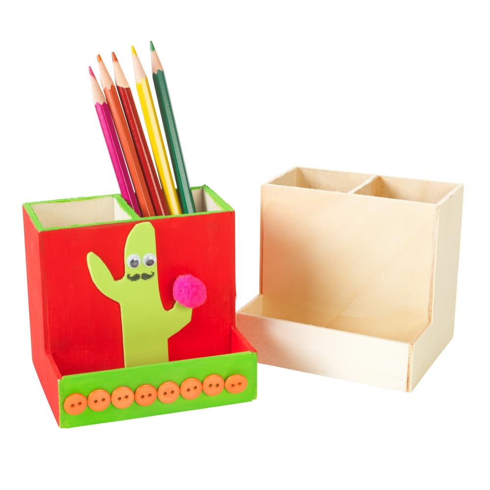 Colorations(r) Decorate Your Own Wooden Desktop Organizer, Set of 12, Craft for Kids, Pre-Assembled Organzier, Create Unique & Personal Designs, Fun Kids Craft Project, Craft Project for Boys & Girls