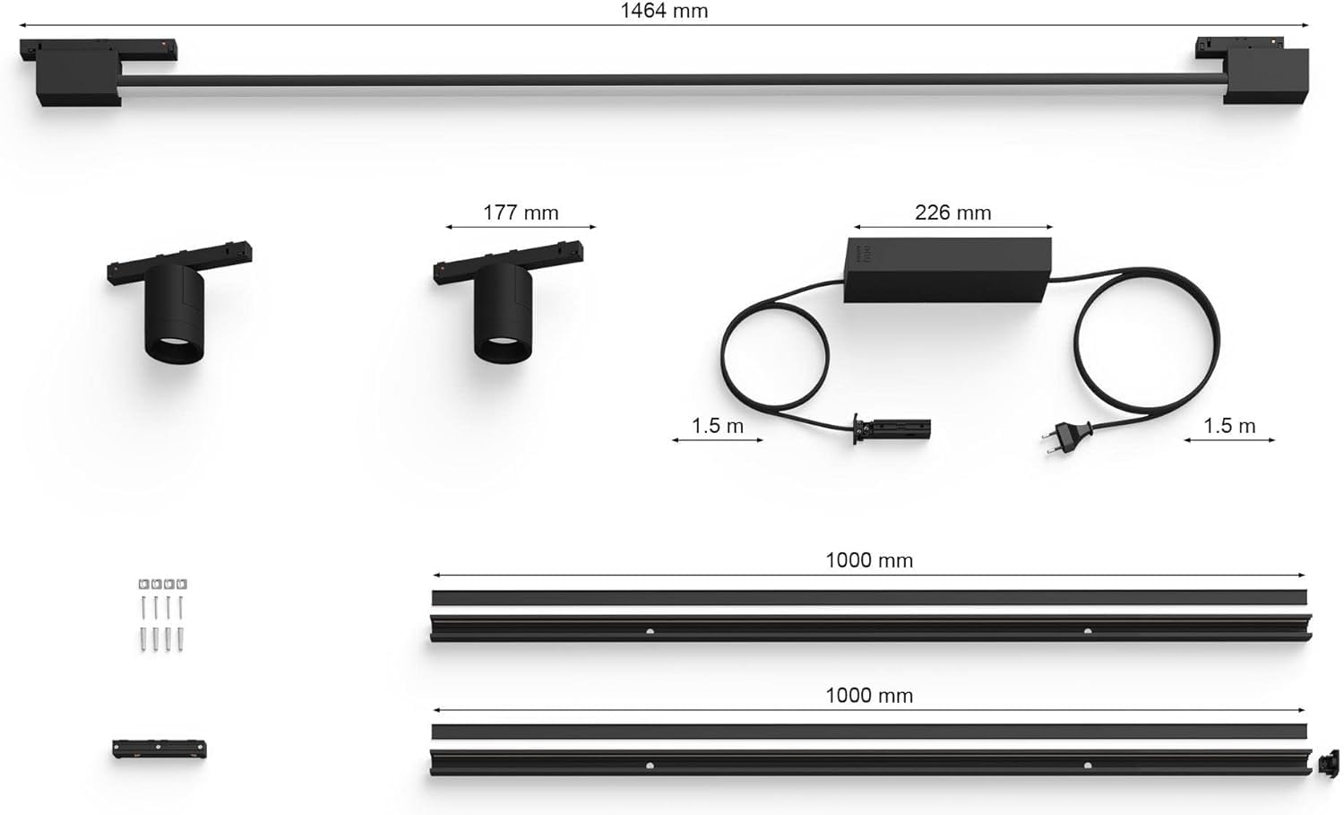 PHILIPS Hue Perifo railverlichting muur 2-spots gradient light tube zwart basisset