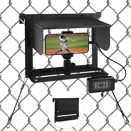 Game Changer Mounting Streaming Kit - Fence Phone Mount for Baseball - Game Changer Fence Holder with Shade and Power Bank Clip for iPhone Samsung Mevo GoPro and Action Camera