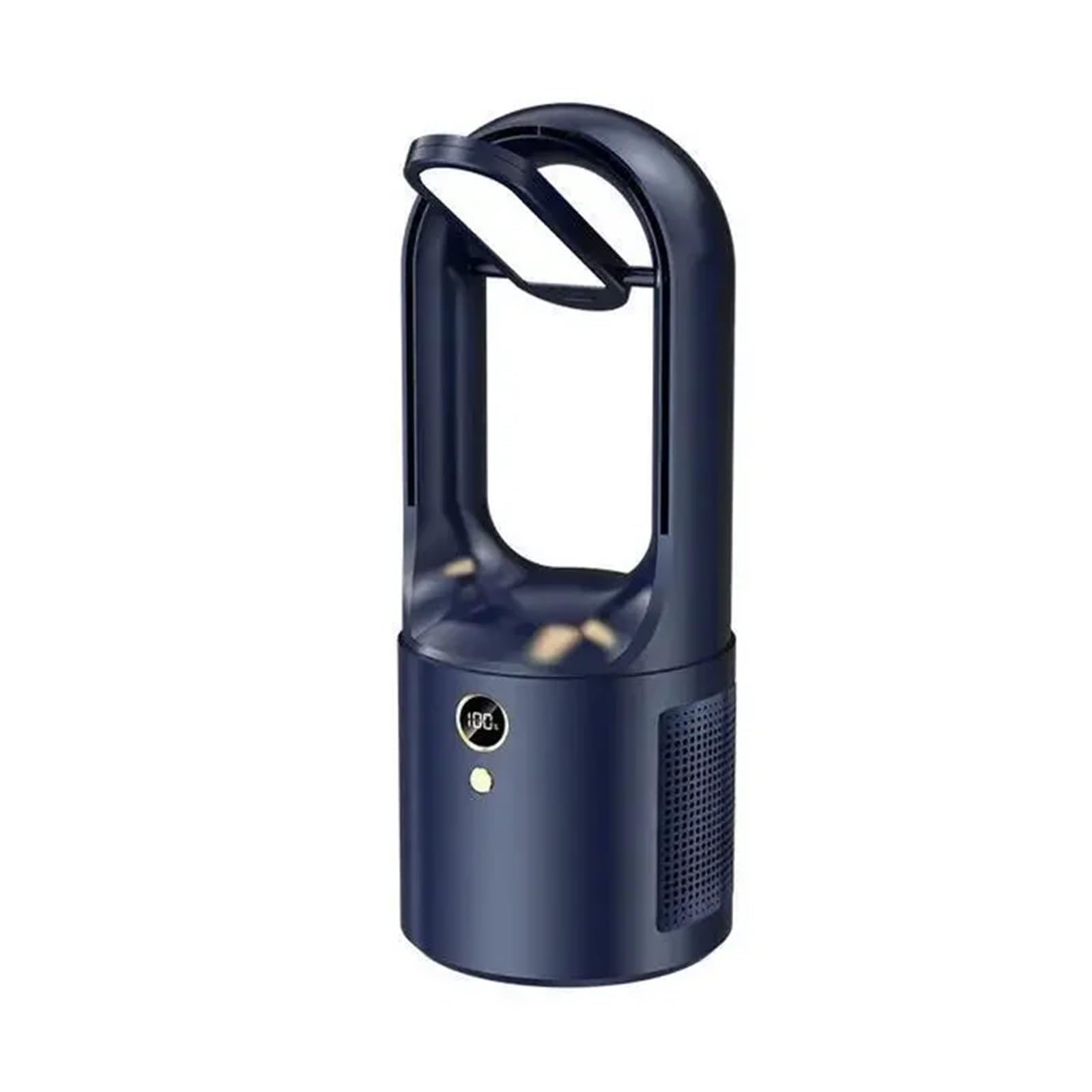 BezłOpatkowy Wentylator Biurkowy Do Użytku Domowego Elektryczny Bezłopatkowy Wentylator Stołowy Z Ładowaniem USB Przenośny Bezprzewodowy Mini Wentylator Chłodzący Ultra Cicha Lampka Nocna LED(Blue ban
