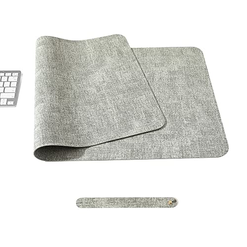 Tapis de souris élégant en cuir PU gris 100x50cm protège-table